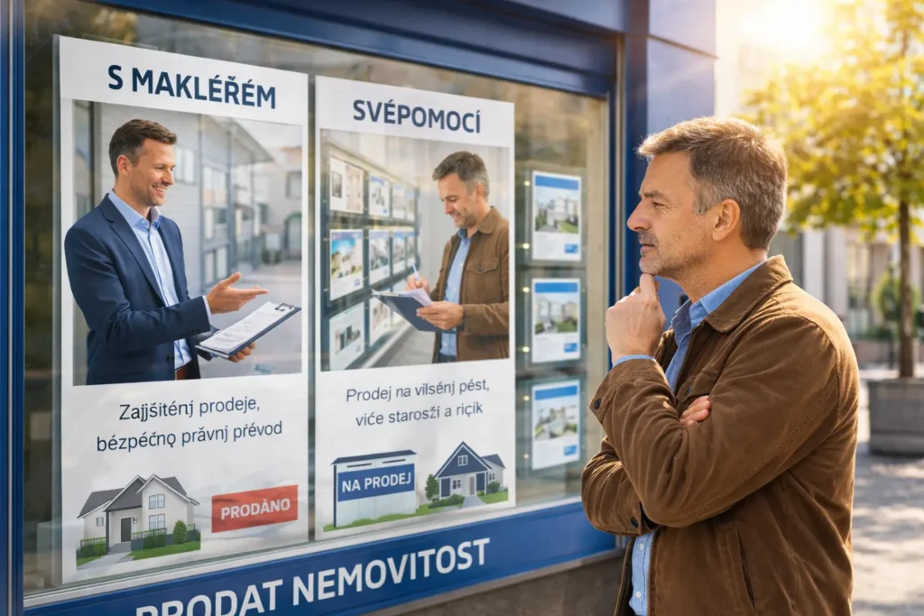 Majitel nemovitosti přemýšlí zda prodat nemovitost s makléřem nebo svépomocí